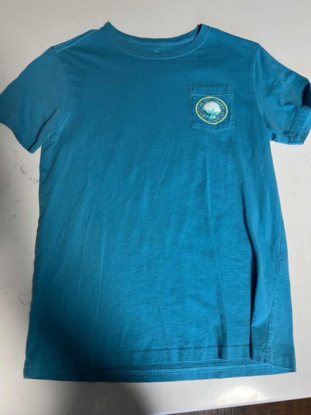 Southern Tide Boys Short Sleeve Pocket Tee in Teal Blue